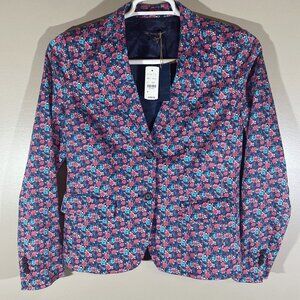 Brooks Brothers 346 Foral Multicolored Navy Lined Blazer Women’s Size 8